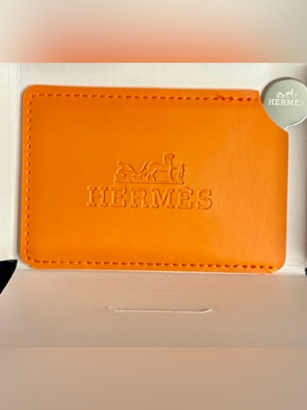 NEW Hermès Beauty GWP Vibrant Orange Card Holder & Mirror